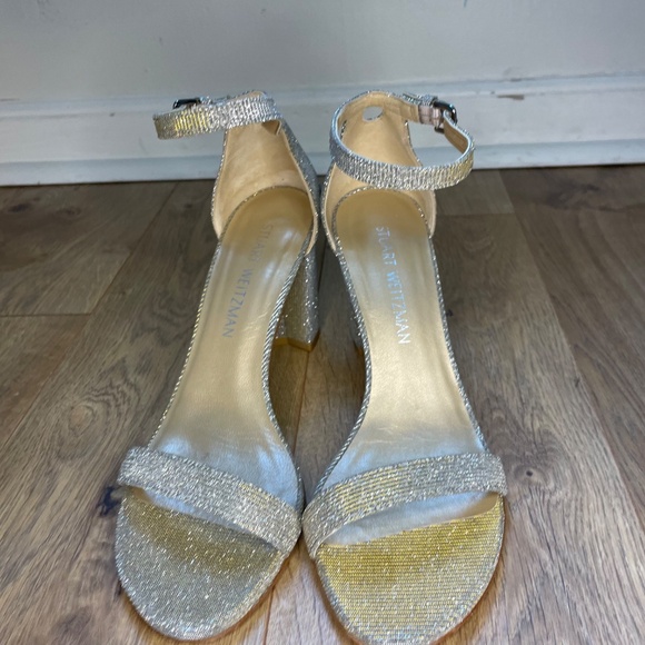 Stuart Weitzman Nearly Nude Nocturn Silver Sparkly Heels Size: 7.5 - Picture 5 of 8